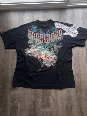 F.A.M.E. Vintage Y2K Forbidden Eagle Graphic T-Shirt Black